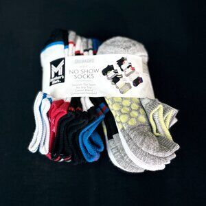 Members Mark Kids 10-Pack No Show Socks Multi Color Toe Seam Non Slip Cushion